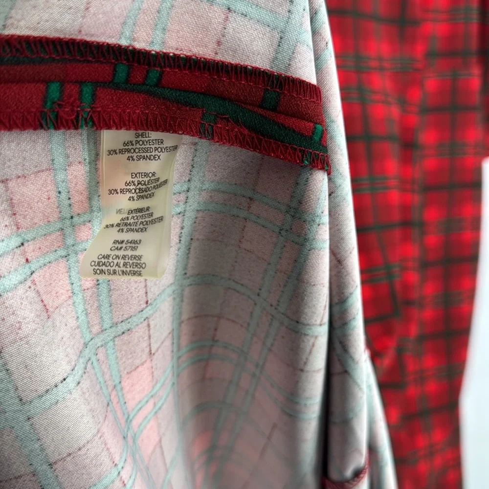 Calvin Klein Red and Green Plaid Midi Dress 3/4 sleeve puff shoulder holiday 16 - Picture 11 of 12
